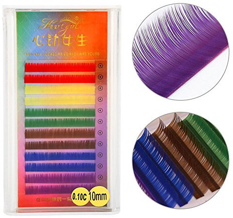 Extension de Faux Cils Colorés Arc-en-ciel Dégradé de Couleur Faux Cils Individuels(10mm)