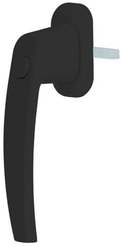 Premium Aluminium Fenstergriff mit Druckknopf, Farbe:Schwarz RAL 9005, Stiftlänge:40mm