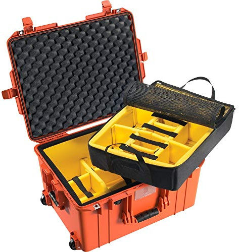 Peli Air 1607 Trolley mit Einteilungssystem, orange, Schutzkoffer, Fotokoffer, wasserdicht, IP67, Divider Set