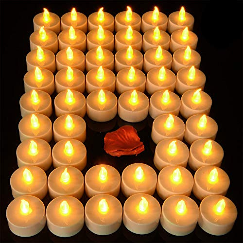 Pandaing Flameless Tealight Candles, 50 Pack, Batteries Included