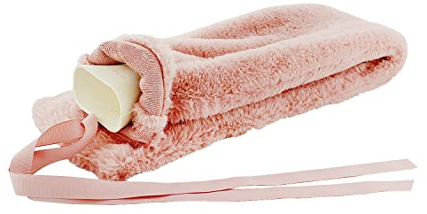 2L Long Hot Water Bottle Warm Cover Soft Faux Fur Fleece Fluffy Shoulders Neck (Blush Pink)