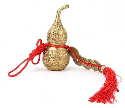 Cucurbit Heimdekoration, 3,94 Zoll Chinesischer Charme des Wohlstands Heimdekoration Feng Shui Messing Reines Messing Büro Schlafzimmer Hängende Ornamente für Glück und Schatz