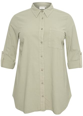 Kaffe Curve Plus-Size Damen-Tunic Regular Fit Below Hip Long Sleeves Damen, Seagrass, 44 DE/Groß