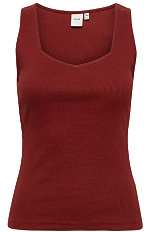 ICHI IHORETA TO2 Damen Top Kurzarm Shirt Basic Baumwolltop aus festerer Baumwolle eckiger Auschnitt Slim Fit, Größe:L, Farbe:Chocolate Truffle (191526)