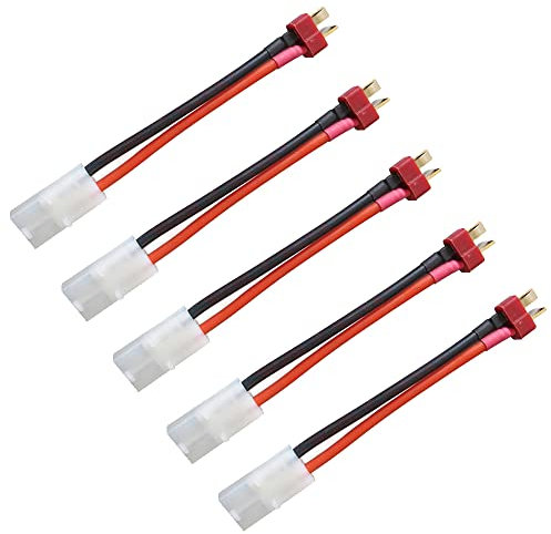 Boladge 5 Stück Kompatibel für Tamiya Buchse auf Deans T Stecker Männlich Adapter 14AWG 5CM RC Batterie Lade Kabel