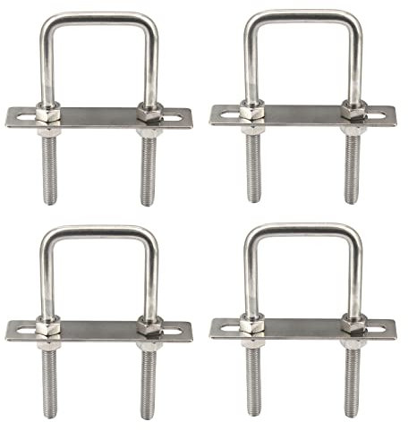 M6x50x75mm 304 Pernos cuadrados en U de acero inoxidable con tuercas hexagonales, placa de marco, arandelas redondas (4 piezas)