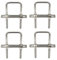 M6x50x75mm 304 Pernos cuadrados en U de acero inoxidable con tuercas hexagonales, placa de marco, arandelas redondas (4 piezas)