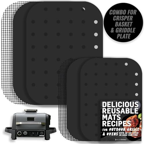 Tapis de gril pour barbecue et fumoir Ninja Woodfire d'extérieur, tapis réutilisables pour OG701 OG751 7 en 1 pour barbecue électrique d'extérieur et friteuse à air, passe au lave-vaisselle INFRAOVENS