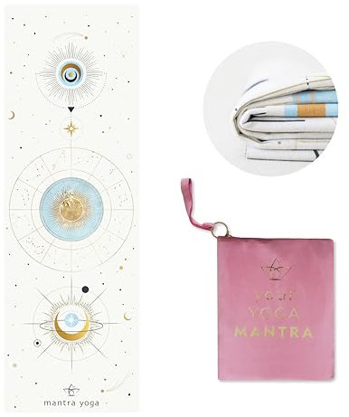 Mantra Yoga Travel Pro 1,5 mm mit Kniepolster und Tasche, faltbare Fitness- und Trainingsmatte, leicht, kompakt und umweltfreundlich, rutschfest und waschbar, für alle Arten von Yoga, 183 cm L x 61 cm