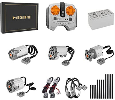 MISINI 22 pièces La technologie Power Functions Motor Set, y compris XL/L/M/kit de Servo Moteurs (RC/APP), boîtier de batterie télécommandé, câble d'extension de câble lumineux