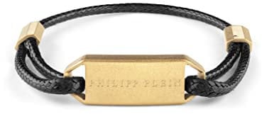 Philipp Plein Herren Armband Textil Edelstahl IP Gold Plein Tag PJ0AA06BU