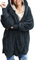 Zeagoo Strickjacke Damen Hoodie Jacke Oversize Plüschjacke Teddy Mantel Warm Plüschjacke Teddyfleece Jacke Langarm Kapuzenjacke Cardigan Mit Taschen Blau M