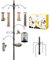 iBorn Bird Feeders Hanging Station Wild Bird Feeding Station Stand Heavy Duty 1 Inch Pole W/Removable Mesh Tray Water Tray, 6-Hooks, 5-Prong Pole Stabilizer (Bird Feeders NOT Included)