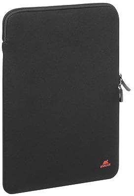Rivacase vertikale Laptophülle Sleeve - wasserabweisende und ultraleichte Notebooktasche - kompakte Damen und Herren Aktentasche für Laptops - Stoßfeste Slim Laptop-Schutzhülle (Schwarz, 13.3-14 Zoll)
