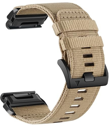 YOOSIDE Nylon Armband für Garmin Fenix 7 / Fenix 6 / Fenix 5 / epix Pro 47mm, Verbessert Quick Fit 22mm Weave Nylon Gurtband Sport Handgelenkbänder für Forerunner 955/965,epix 2 (Kojote Tan)