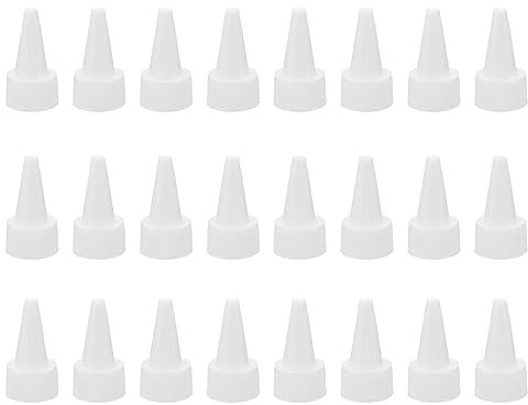 PATIKIL Twist Bottle Caps, 24Pcs 24/410 Squeeze Bottle Cap Replacement Caps for Glue Dispensing Bottles Dispensing Caps Paint Bottles, White