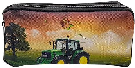 MEZHEN Federmäppchen Traktor Mäppchen mit Große Kapazität Traktor Farm Asphalt Ernte Langlebig Federtasche Pencil Case Junge Teenager Schulmäppchen Traktor Reißverschluss Federmappe