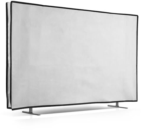 kwmobile Funda para Monitor 32 TV - Cubierta Protectora Textil para Pantalla de TV de Interior - Blanco