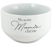 DECOHO - Bol personalisé petit déjeuner ou soupe modèle Ma Petite Mamie Chérie - Idée cadeau personnalisé grand-mère - Blanc