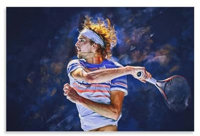 SECOLI Alexander Zverev Tennisfan-Kunst, Geschenk, Leinwand-Poster, dekoratives Gemälde, Wandkunst, Bild, Druck, moderne Dekoration, 40 x 60 cm