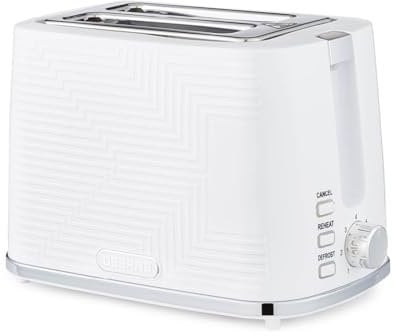 GEEPAS 2 Slice Toaster | 7 Browning Levels Cancel Defrost Reheat | For Thin Small Bread Slice, Removable Crumb Tray Cool Touch Housing High Lift | Space-Saving Design | 2 Yr Warranty 900W White Opus