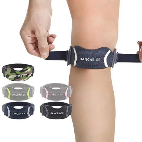 DANCAR-SR I Cinta rotulana I Rodillera menisco I Rodillera rotuliana para gimnasio I Cinta de sujecion 2 unidades l para hombre y mujer (Gris-Amarillo)