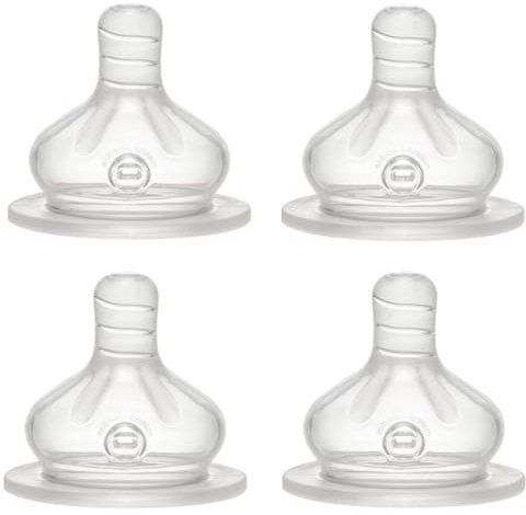 Nip Sauger 4er Pack, langsam Größe M, ideal für Milch, Baby-Nahrung ab Geburt, Silikon Anti Colik Ventil