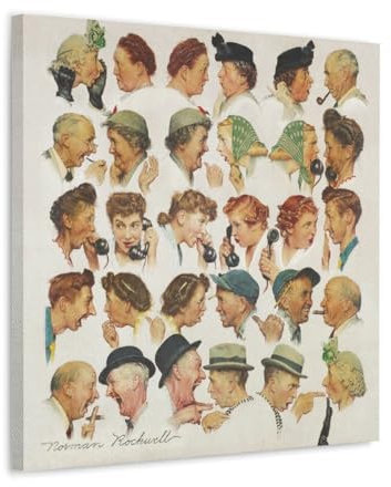 ZHENMU Leinwand-Kunstposter The Gossips by Norman Rockwell, Kunstdruck, Wandkunst, Bild, Drucke, hängendes Foto, Geschenkidee, Dekoration, Heimkunst, 50 x 50 cm