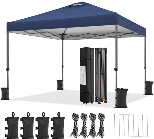 Yaheetech Carpa Plegable 3x3M Altura Ajustable 262-282cm Cenador para Jardin Gazebo de Patio para Camping Playa,con Bolsa de Transporte, Resistente al Viento Azu;