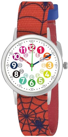 CHAOTECHY Kinderuhr für Mädchen und Jungens. Kleine Kinder Lernen die Zeit kennen und leicht zu lesen. Justierbares Nylon Armband, Analog Uhr für Jungens und Mädchen zwischen 4 bis 11 Jahren (Spinne)