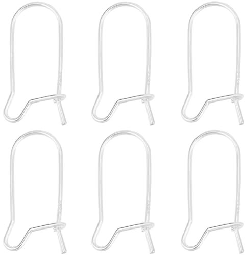 Beebeecraft 1 Box 10Pcs Earring Hooks 925 Sterling Silver Hypoallergenic Ear Wires Kidney Earring Hooks for DIY Dangle Earring Findings (21 Gauge)