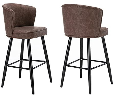 Frühstücksbar Bhairs Metall-Barhocker, Barhocker, Küche, PU-Leder, Barhocker, Thekenhocker, Vintage-Schmiedeeisen-Frühstücksstuhl mit Metallbeinen, Fußstütze für die Küche, Pub-Hocker – Maxi