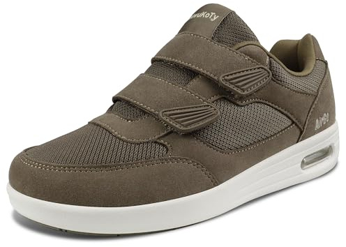 KWUKOTY Women's Diabetic Shoes Wide Fit Trainers for Swollen Feet Comfortable Walking Trainers for Plantar Fasciitis Oliver Brown Size 9