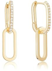Sylph Ohrringe Damen 18K Vergoldete Hängend Büroklammer Ohrringe Rechteckige Hypoallergene Schmuck für Frauen