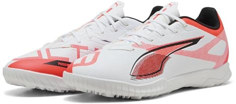 PUMA Unisex Ultra 5 Play TT Fussballschuh, White Black-Glowing RED, 39 EU