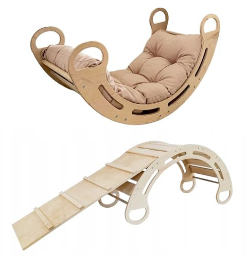 Slevobox Kinder Klettergerüst Indoor 85x41x39cm - Kletterdreieck mit Rutsche - Montessori Kletterbogen mit Kissen - Montessori Klettergerüst Kinderzimmer - Entwicklung der Motorischen Fähigkeiten