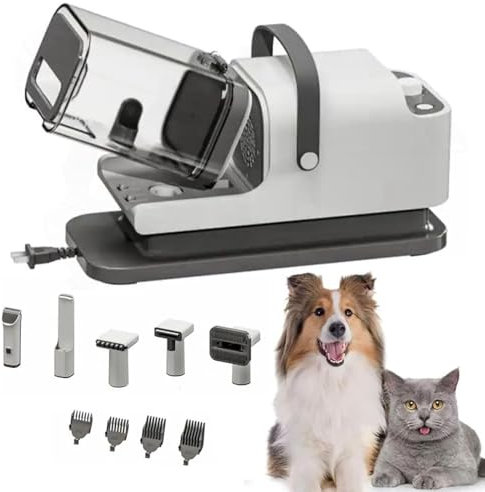 Aspirateur poil de chien, Professionnelle Tondeuse Chien, 26000 pa Aspirateur Poil de Chien Chat avec 7 Outils de Toilettage, 1.8L Silencieuse Ultra-Récipient pour Poil Long Epais,220v