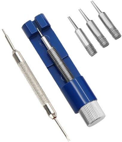 Oiieco Uhrmacherwerkzeug Set, Uhrenwerkzeug zum Kürzen und Reparieren von Uhrenarmbändern, Armbandkürzer mit Federsteg Entferner und 3 Ersatzstiften, Blau
