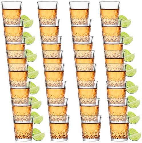 Gucass 32 Stück Schnapsgläser, 5cl Spülmaschinenfest| Bleifreies Glas| Shotgläser mit schwerem boden