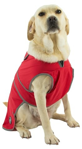 Ancol Stormguard Softshell-Hundemantel in Bordeaux – wasserdichte Haustier-Regenjacke mit Reißverschlussloch für Geschirr – reflektierende Einfassungen – Welpenbekleidung – Größe L
