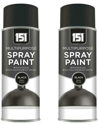 YSAMAX 151 Multi-Purpose Black Satin Spray Paint, Professional-Quality, Ease Of Use, Durability, And Aesthetic Appeal, Spray Mechanism, 400ML, (2PCS)