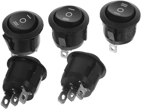 OSOLADY 5er-Set 23 mm Durchmesser einpoliger umschaltbarer runder Wippschalter für und Boote