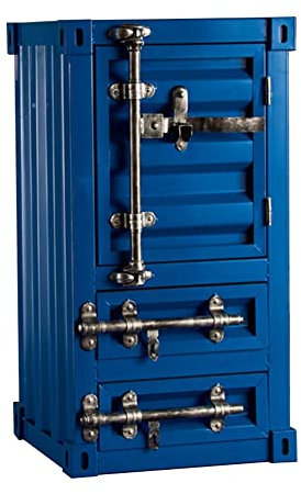 Aufbewahrungsschrank aus Metall mit Schublade, Industrie-Stil, Spind, Aktenschrank für kreative Aufbewahrungslösungen (Blau, 40 x 35 x 76 cm)