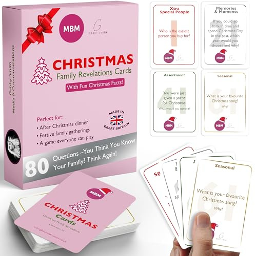 MBM Christmas Home Deck - 80 Festive Conversation Starters & Icebreaker Cards Perfect for Family Gatherings, Holiday Parties, & Creating Memorable Moments Together
