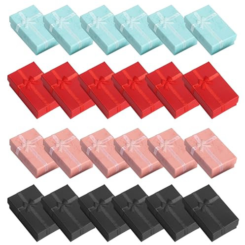 CHROMACRAFT 24 Stück Schmuckverpackungsbox, Schmuck-Geschenkbox, Geschenkbox Aus Papier, Rechteckige Geschenkbox, Geschenkbox Aus Papier