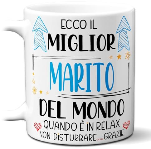 STAMPATEK Tazza Regalo per San Valentino per Lui - Miglior Marito del Mondo, Idea Regalo per Compagno, Natale, Anniversario, Fidanzamento - Tazza Colazione in Relax - MUG200