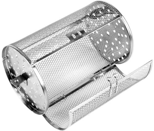 FONDOTIN Edelstahl Rotisserie Grillkorb Drehspieß Bräter Trommelofen Korb Mit Rotation Hitzebeständig Langlebig Für Ofen Erdnüsse Gemüse Kaffee BBQ Geeignet