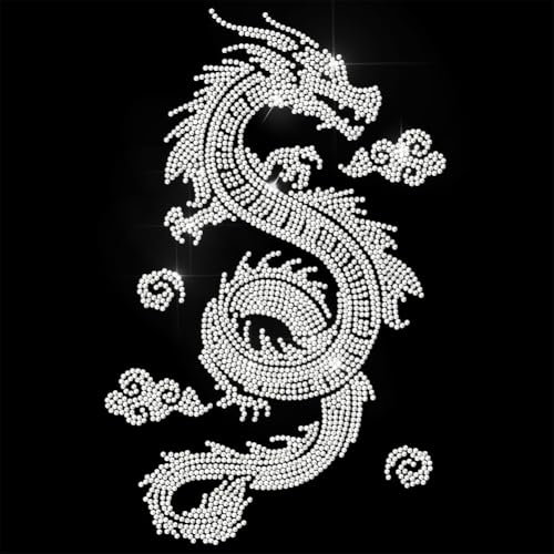 ANATTASOUL Bügeleisen Auf Strass Transfer Aufkleber Kristall Bügelaufkleber Orientalischer Drache Hotfix Bling Strass Patch Für Kleidung Hut Tragetasche DIY Kunsthandwerk Geschenke Festival