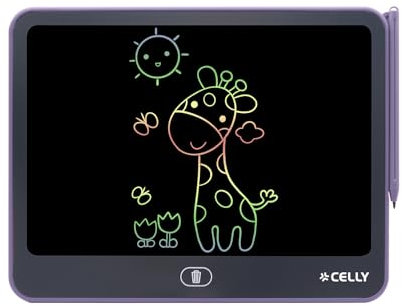 Celly, Lavagna Per Bambini Multifunzione, Lavagna Elettronica Impermeabile con Cancellazione One-Touch e Blocco Tasti, Tavoletta Grafica Creativa per Bambini dai 3+ Anni, Colore Viola