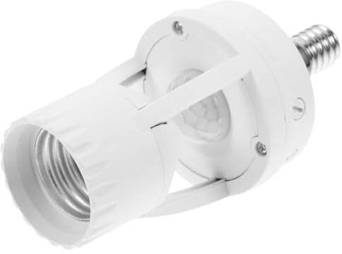 Douille à Vis E27 pour Ampoule Infrarouge, Adaptateur de Lampe | Douille de Lampe à Détecteur de Mouvement, E14 vers E27, Blanc Pbt, Réglage du Délai